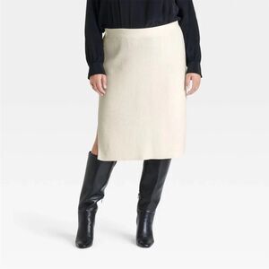 Ava & Viv Cream Ribbed Sweater Pencil Skirt, Size 1X (18), NWT